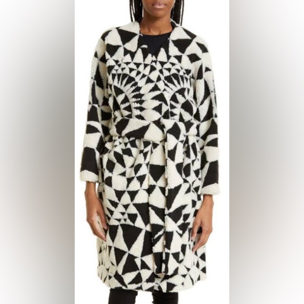 Farm Rio Deco Fleece Black and White Coat XXS